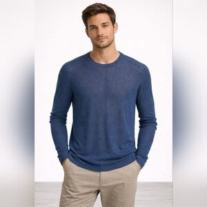 Vince Lightweight Knit Crew Neck Sweater Blue NWT